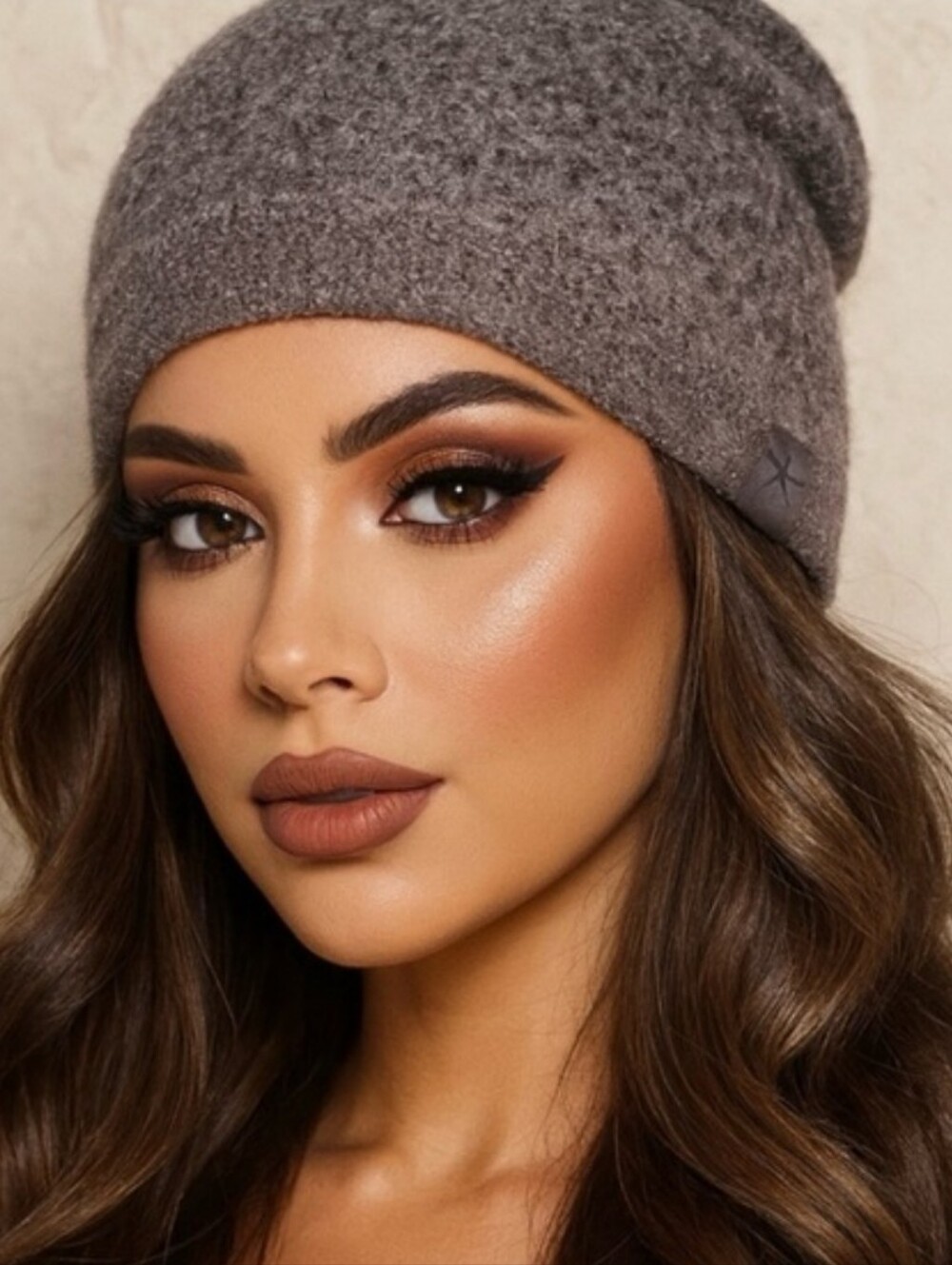 BearPaw Women's Fuzzy Knit Beanie Hat in Light Gray